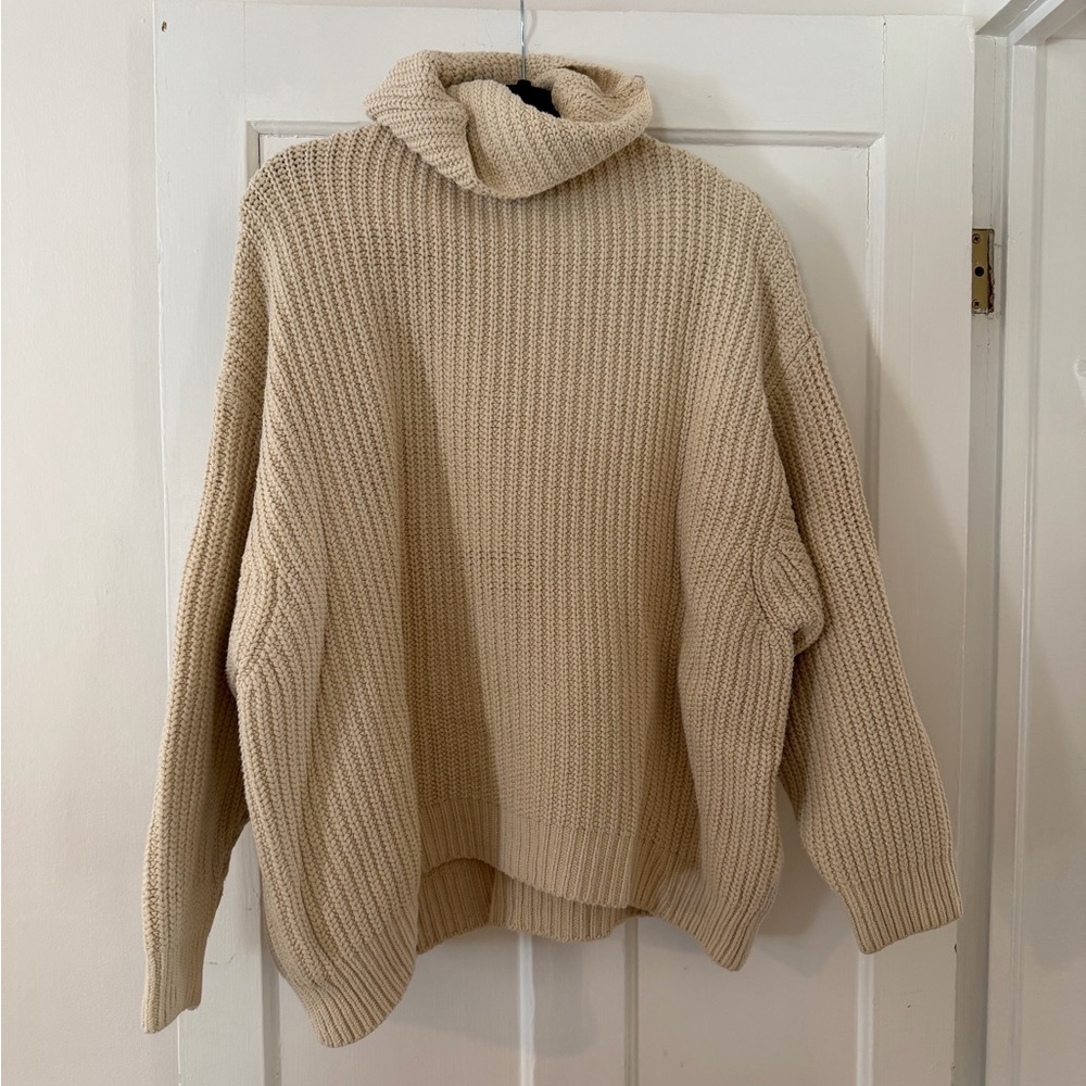 Free People Chunky Turtleneck Sweater in Cream
